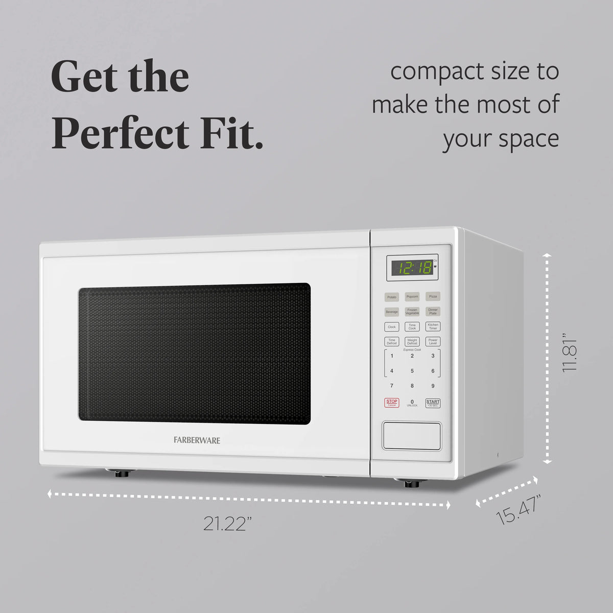 Farberware Countertop Microwave Ov 1100 Watts, 2.2 cu ft - Smart Sensor With LED Lighting and Child Lock - Perfect for Apartments and Dorms - Easy Clean Black Interior, Stainless Steel