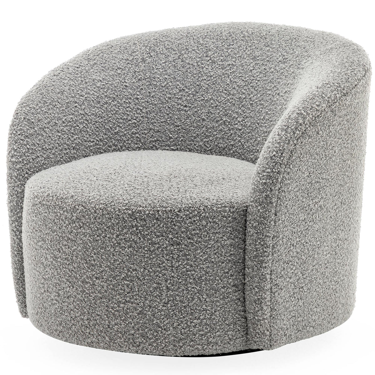 34" W Mid Century Modern Swivel Barrel Chair, Round Upholstered Boucle Swivel Accent Chairs, No Assembly Sofa Chair for Living Room Bedroom Reading Apartment Lounge Nursery(Cream)