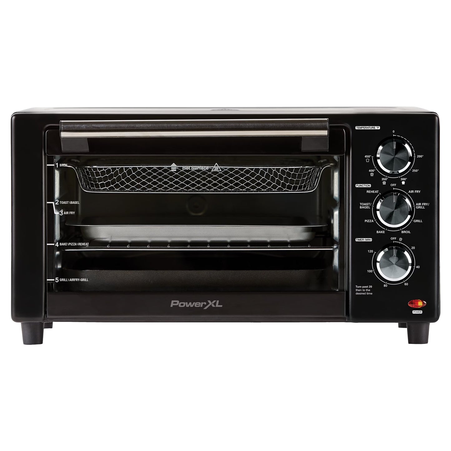 PowerXL Air Fryer Grill Plus Toaster Oven with Air Fry, 8 Functions, Black, 1500 W