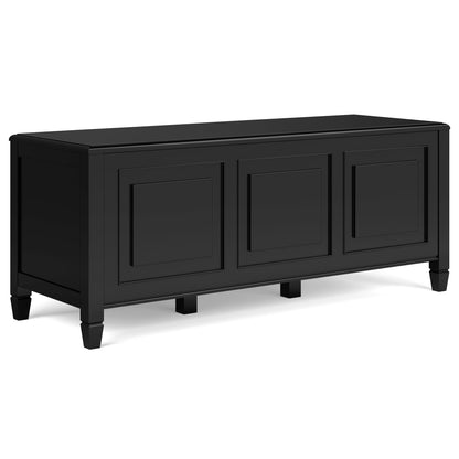 Simpli Home Connaught SOLID WOOD 51 inch Wide Traditional Storage Bench Trunk in Dark Chestnut Brown