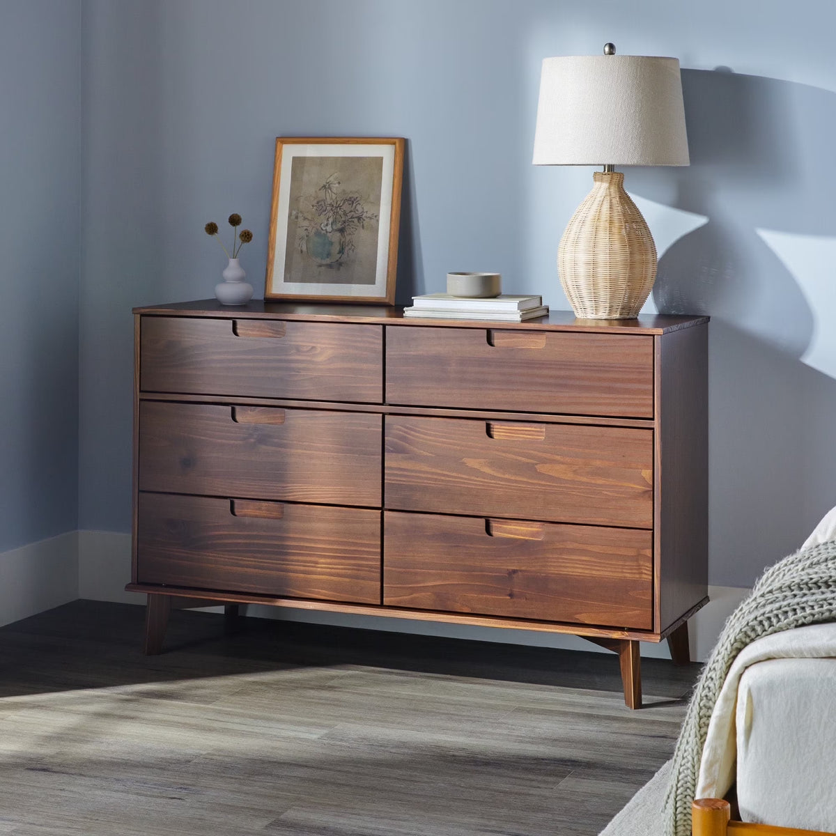 Walker Edison Sonoma 6-Drawer Solid Wood Caramel Dresser