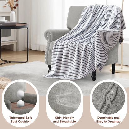 COOLHUT Modern Accent Chair Armchair, Linen Fabric Upholstered Comfy Single Sofa with Solid Wood Frame for Living Room, Gray