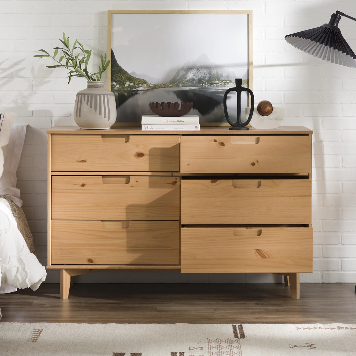 Walker Edison Sonoma 6-Drawer Solid Wood Caramel Dresser