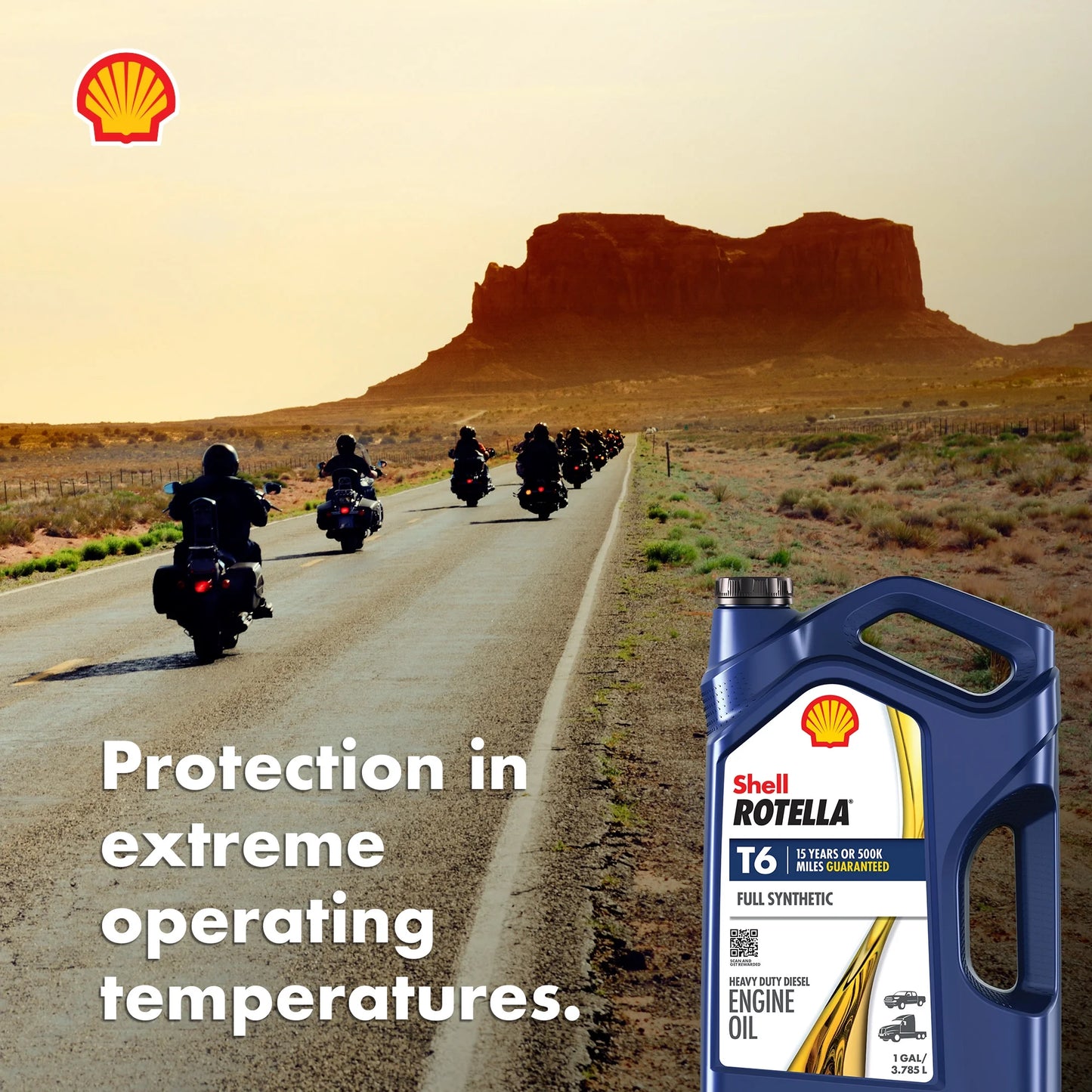 (3 pack) Shell Rotella T6 Full Synthetic 15W-40 Motor Oil, 1 Gallon (3 Pack)