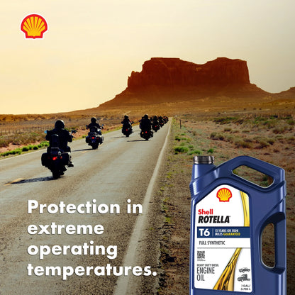 (3 pack) Shell Rotella T6 Full Synthetic 15W-40 Motor Oil, 1 Gallon (3 Pack)