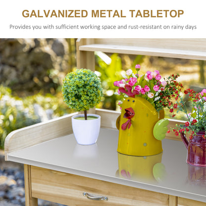Outsunny Potting Bench Prep Table with Faucet, Sink, and Storage, Gray