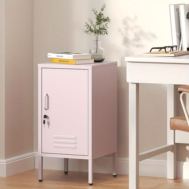 Metal Locker End Table, Single Door Metal Nightstand with 2 Adjustable Shelf, Modern Bedside Table, Versatile Side Cabinet for Bedroom