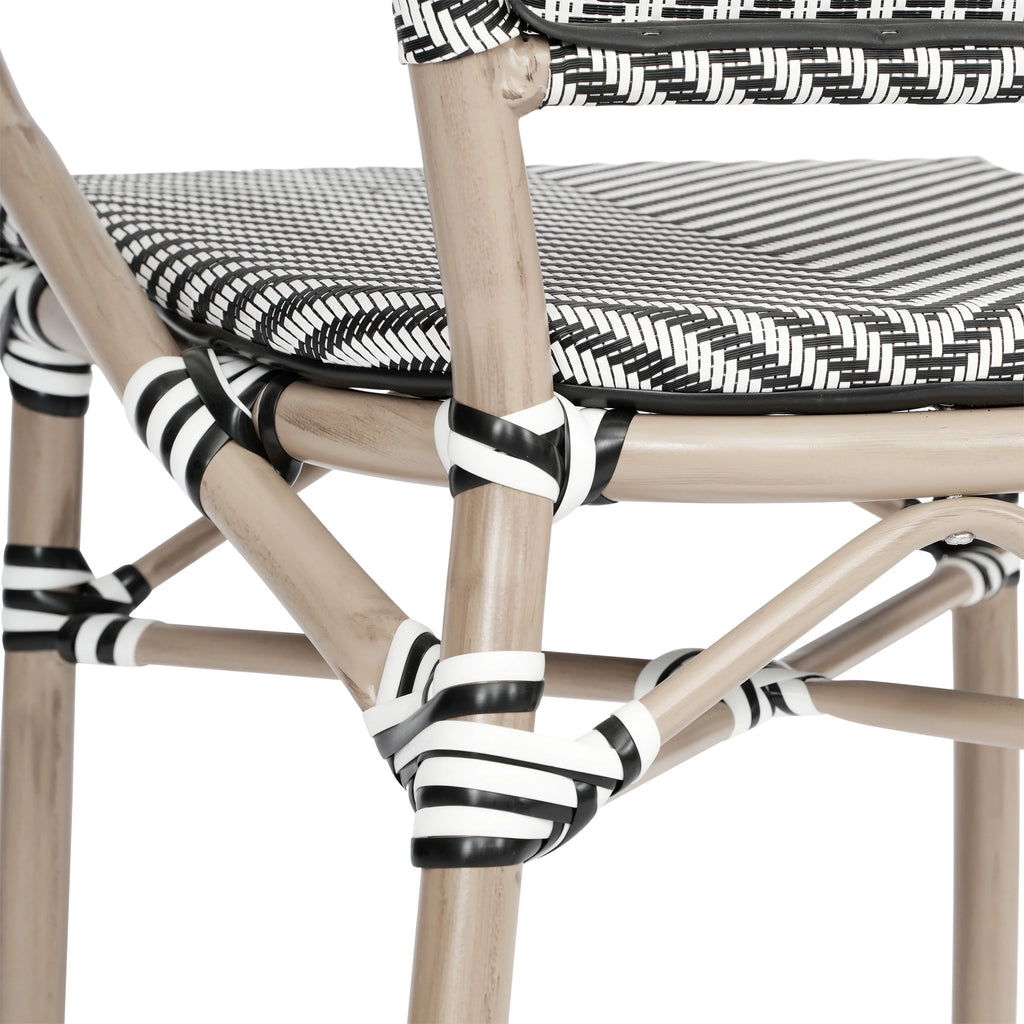 Flash Furniture Marseille Indoor/Outdoor French Bistro Stacking Chair with Arms Black/Natural