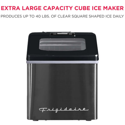 Frigidaire 40lbs. Countertop Clear Square Ice Maker - Stainless Steel
