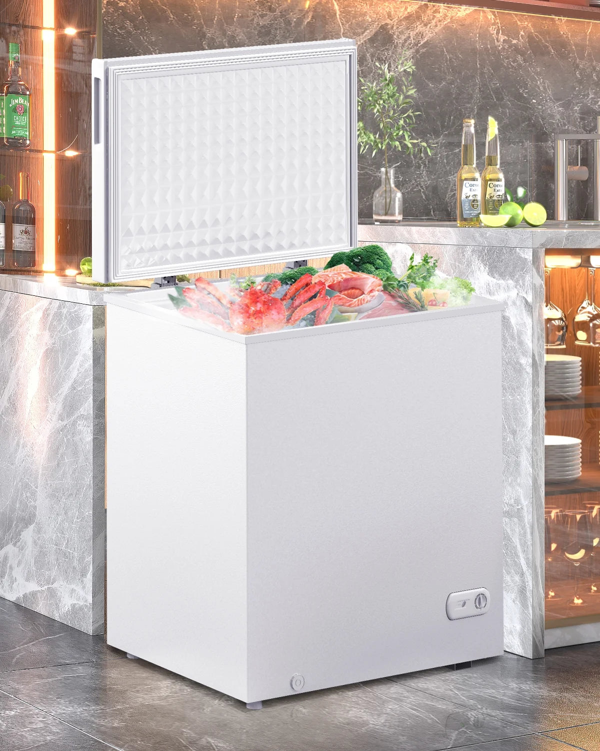 Muhub 7.0 Cu Ft Chest Freezer, Deep Freezer with Removable Baskets, Adjustable Temperature,White