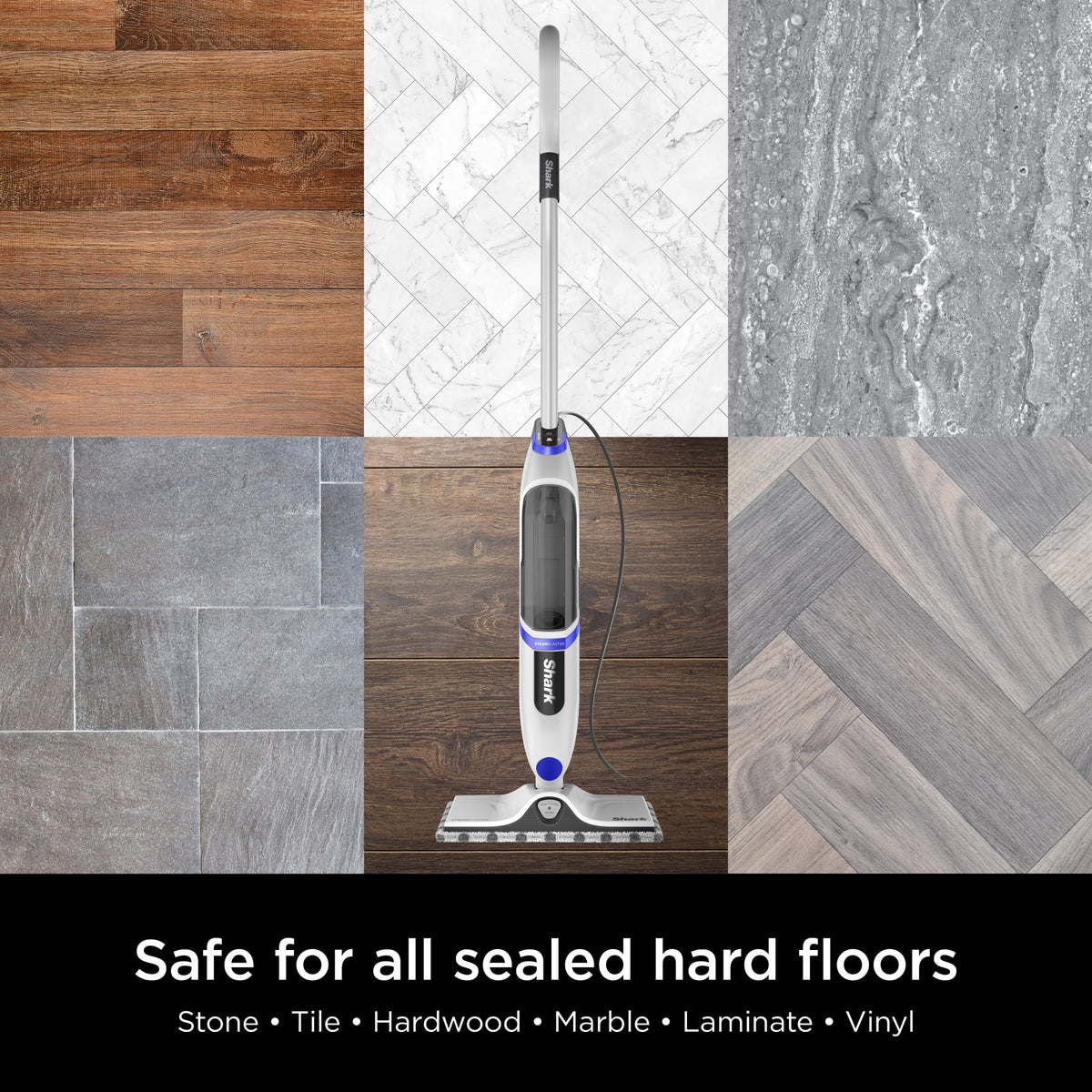 Shark SteamSpot Steam Mop with Steam Blaster for Sealed Hard Floors, XL Removable Tank, Washable Dirt Grip? Pad, 2  Modes,S2000