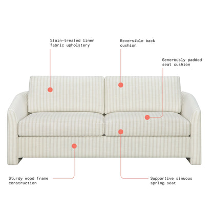 Beautiful Drew 72.2" Sofa by Drew Barrymore for Adults, Striped Linen