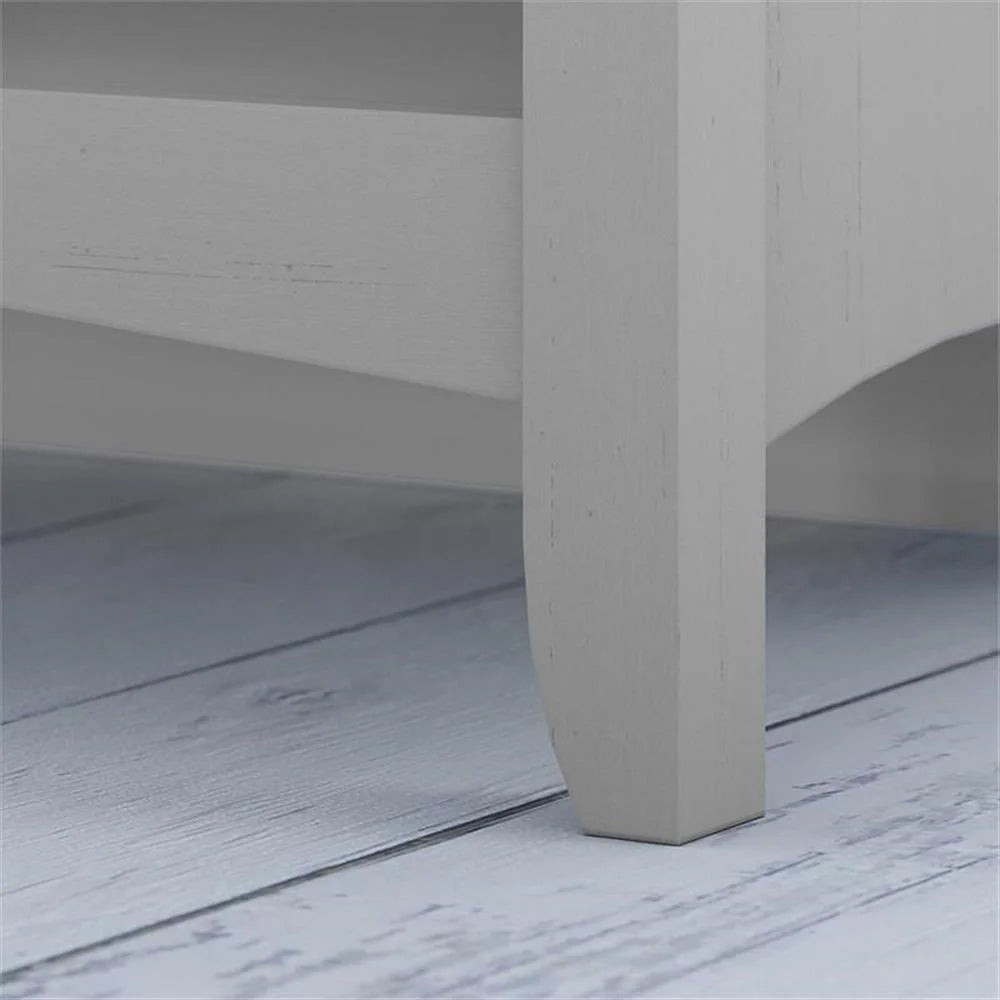 Pemberly Row Hall Tree w/ Shoe Storage Bench in Antique White - Engineered Wood