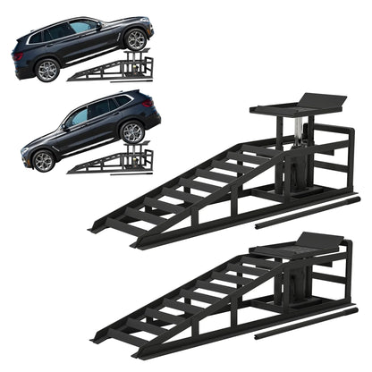Riedhoff Hydraulic Car Ramps 2 Pack, 11000 LBS Max, Lift Height 9.48" to 16.21", Heavy Duty, Black