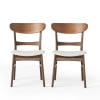 GDF Studio Isador Mid Century Modern Fabric Upholstered Wood Dining Chairs, Set of 2, Dark Gray and Walnut