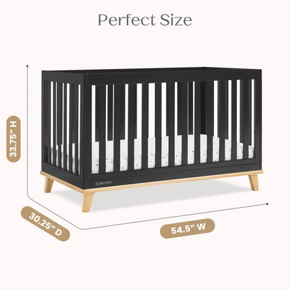Delta Children Frankie 4-in-1 Convertible Crib - Greenguard Gold Certified, Black with Natural