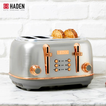 Haden Heritage 1500 1.7 Electric Kettle, Matte Black Finish with Copper Accents