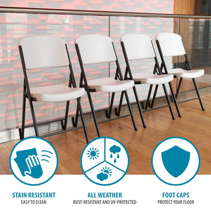 Lifetime Combo Set of (4) 8-Foot Rectangle Folding Tables & (32) Chairs, Indoor/Outdoor Use, White (80147)