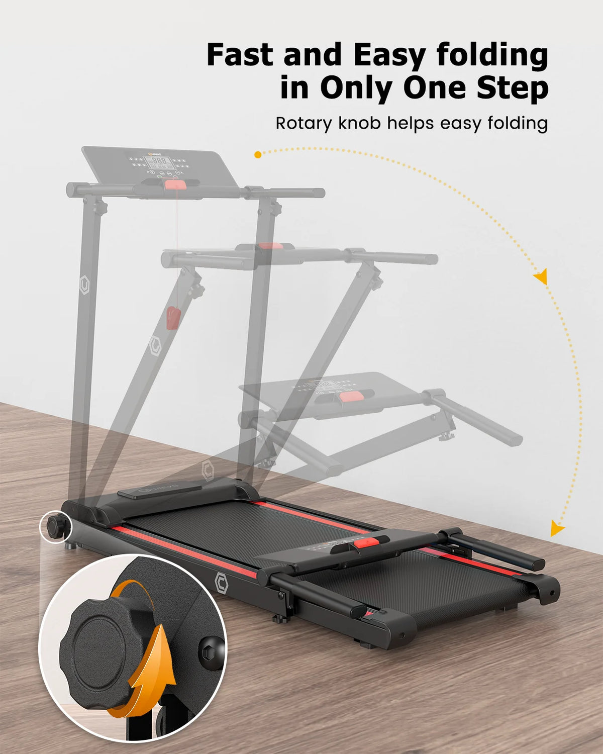 UREVO Folding Treadmill, 2.25HP Portable Mini Treadmills for Home Office, Compact Threadmill with 12 HIIT Modes, LCD Display, 265 lbs Capacity