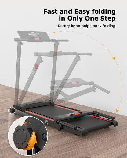 UREVO Folding Treadmill, 2.25HP Portable Mini Treadmills for Home Office, Compact Threadmill with 12 HIIT Modes, LCD Display, 265 lbs Capacity