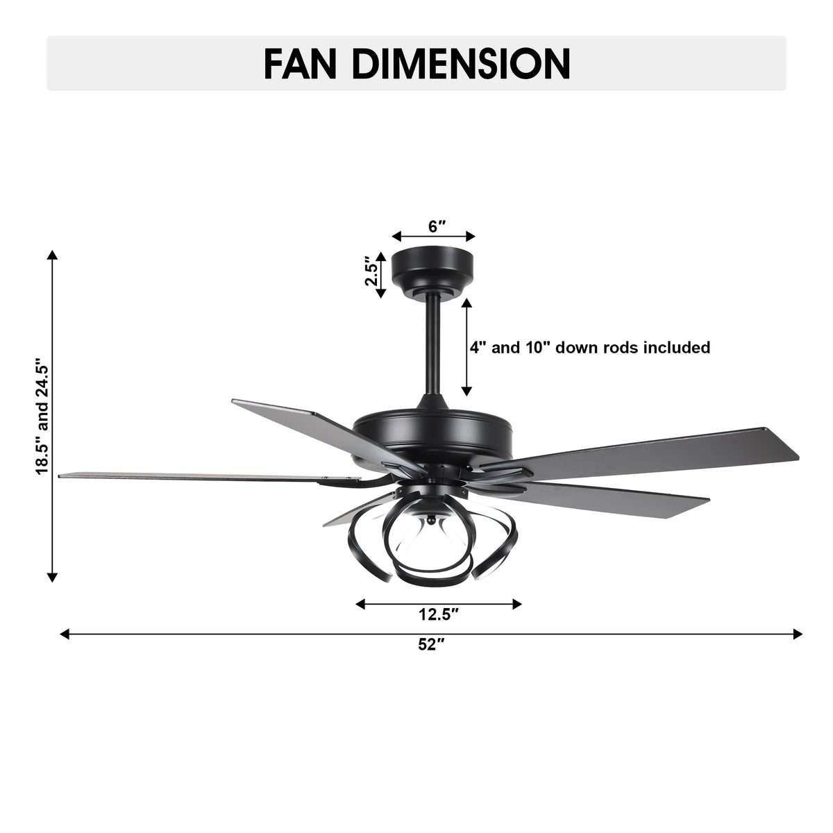 Parrot Uncle 52-Inch Contemporary Chrome Ceiling Fan with Integrated LED Lights and Remote Control