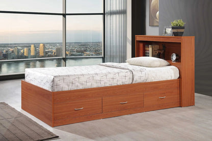 Hodedah Twin-Size Captain Bed with 3-Drawers and Headboard in White