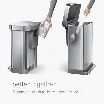 simplehuman 58 Liter / 15.3 Gallon Rectangular Dual Compartment Recycling Step, Brushed Stainless Steel with Soft-Close Plastic Lid Kitchen Trash Can