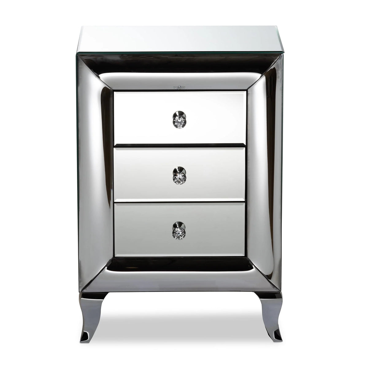 Baxton Studio Pauline Contemporary Glam and Luxe Mirrored 3-Drawer End Table