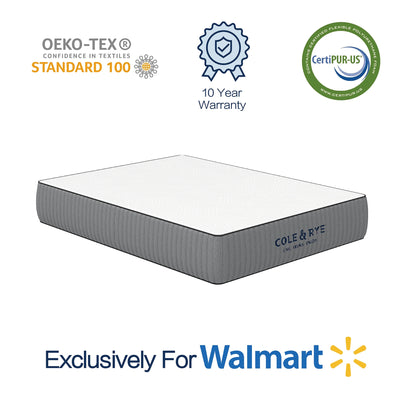 Cole & Rye ArticSky 12" Premium Hyper Cooling Gel Memory Foam Hybrid Mattress with Bonus Pillows, Queen