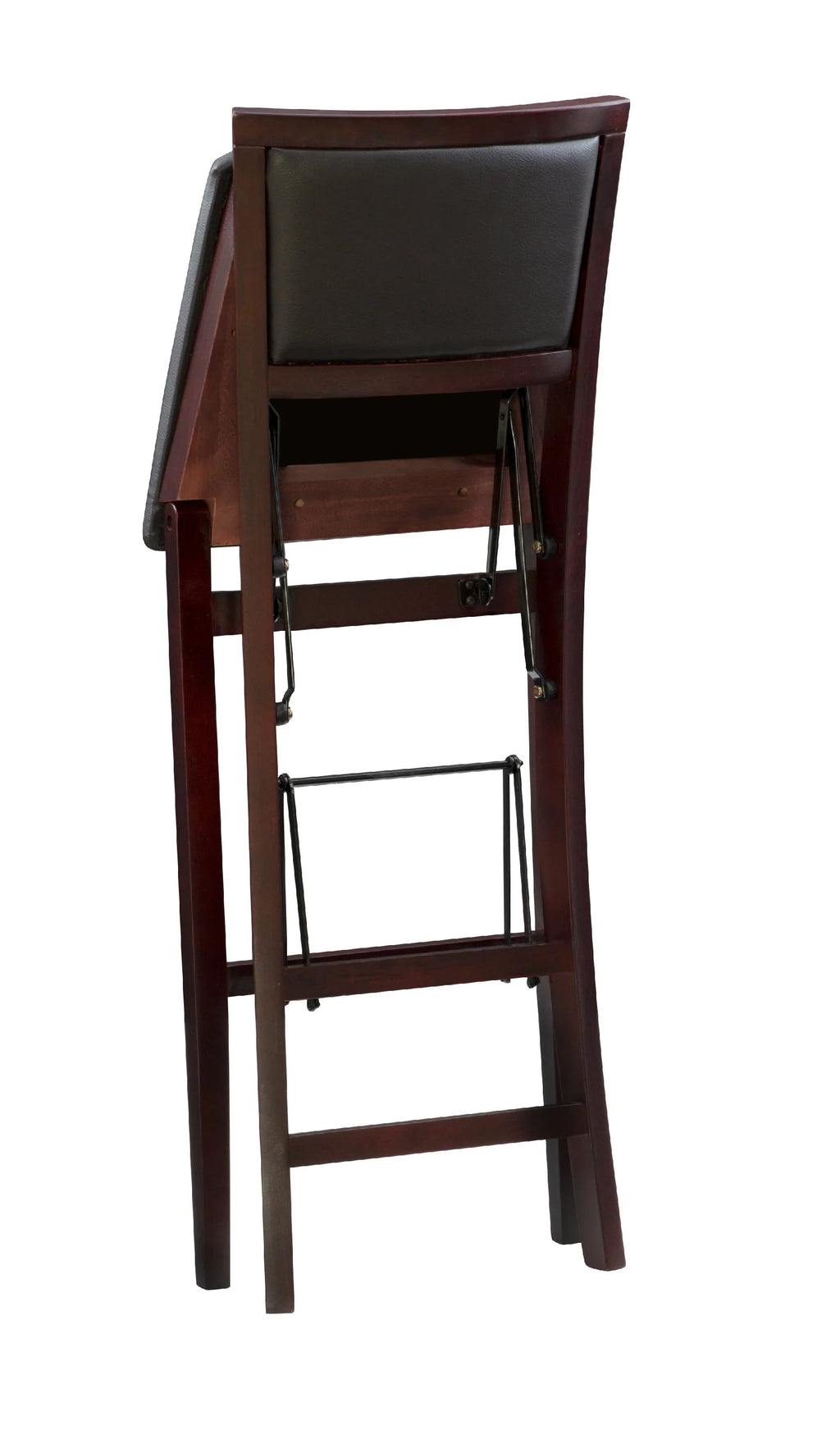Linon Kristle Folding Padded Bar Stool, 30" Seat Height, Espresso Finish with Dark Brown PVC Fabric
