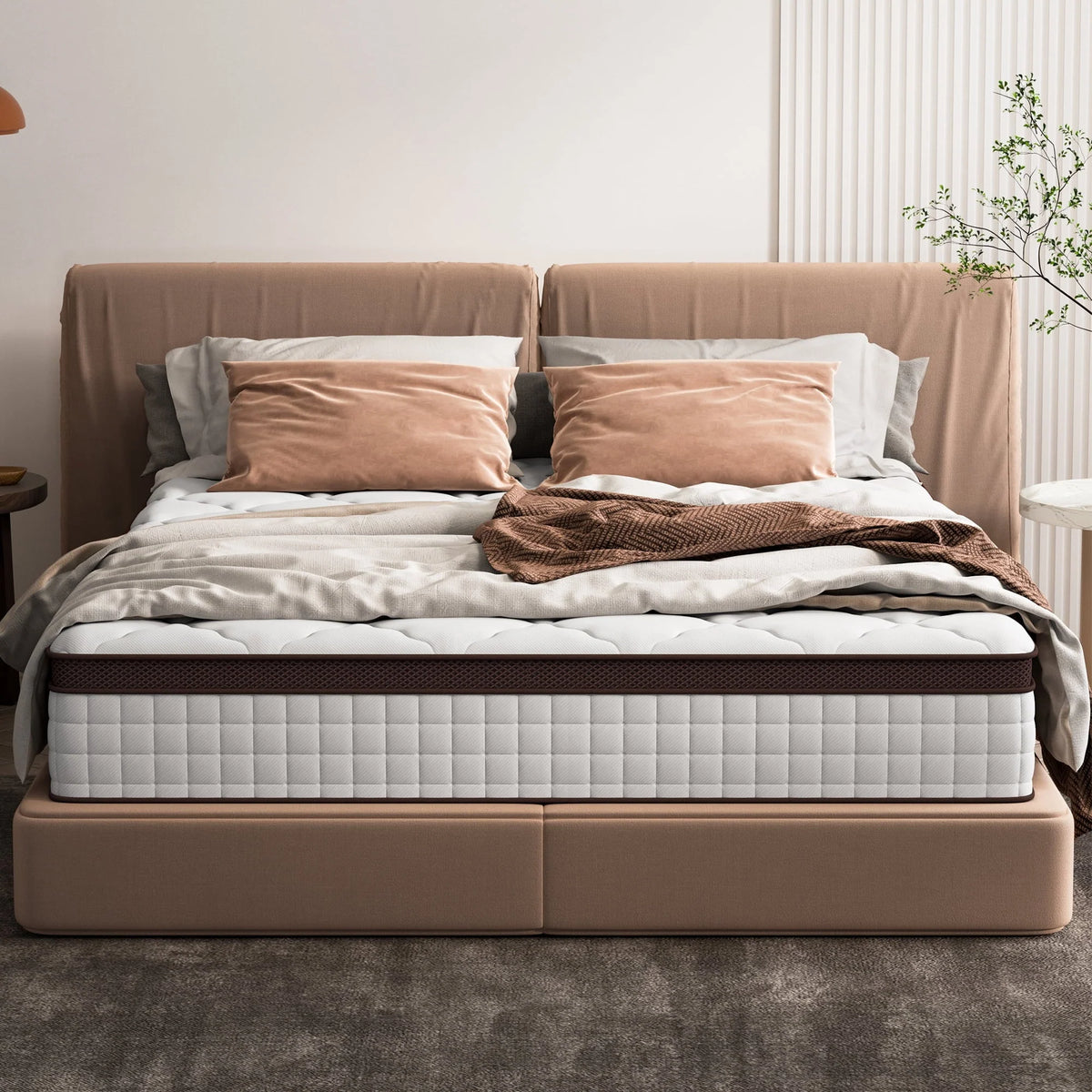Full Size Mattress, Kescas 10 Inch Hybrid Mattress Full with Fiberglass Free, Memory Foam, Breathable Euro Pillow Top Mattress for Cooler Sleep Supportive & Pressure Relief, Medium Firm