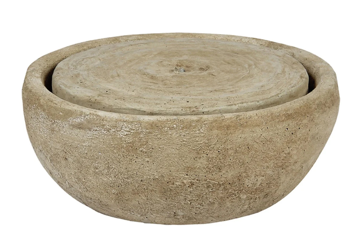 Solid Rock Stoneworks Small Infinity Bowl Fountain - 8" Tall - Buff Stain