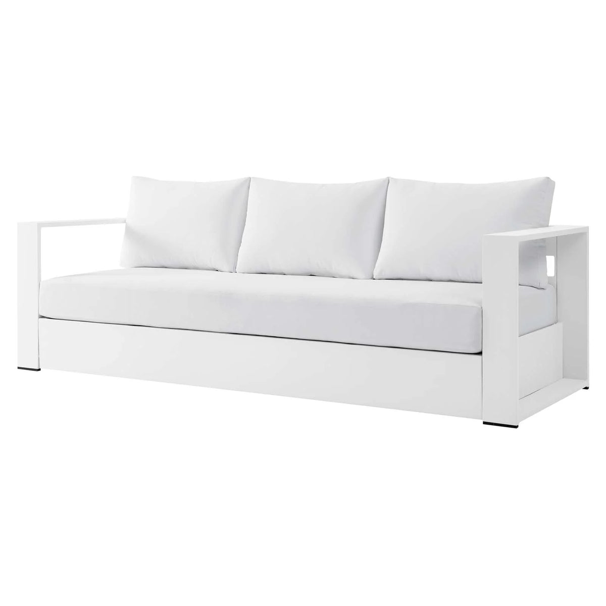 Lounge Sofa Table Set, Grey Gray, Aluminum, Metal, Fabric, Modern Contemporary, Outdoor Patio Balcony Cafe Bistro Garden Furniture Hotel Hospitality