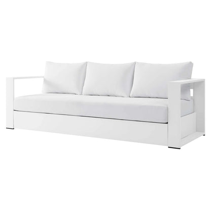 Lounge Sofa Table Set, Grey Gray, Aluminum, Metal, Fabric, Modern Contemporary, Outdoor Patio Balcony Cafe Bistro Garden Furniture Hotel Hospitality