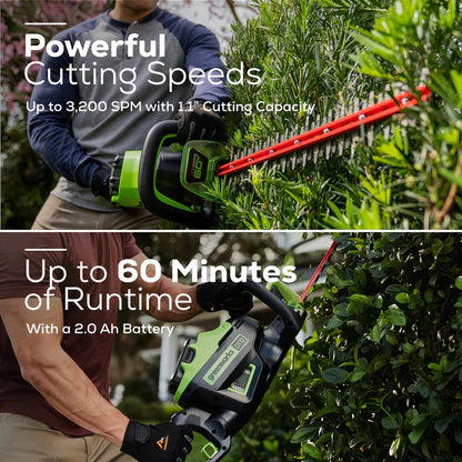 Greenworks 60V 26" Cordless Battery Hedge Trimmer with 2.0Ah Battery & Charger