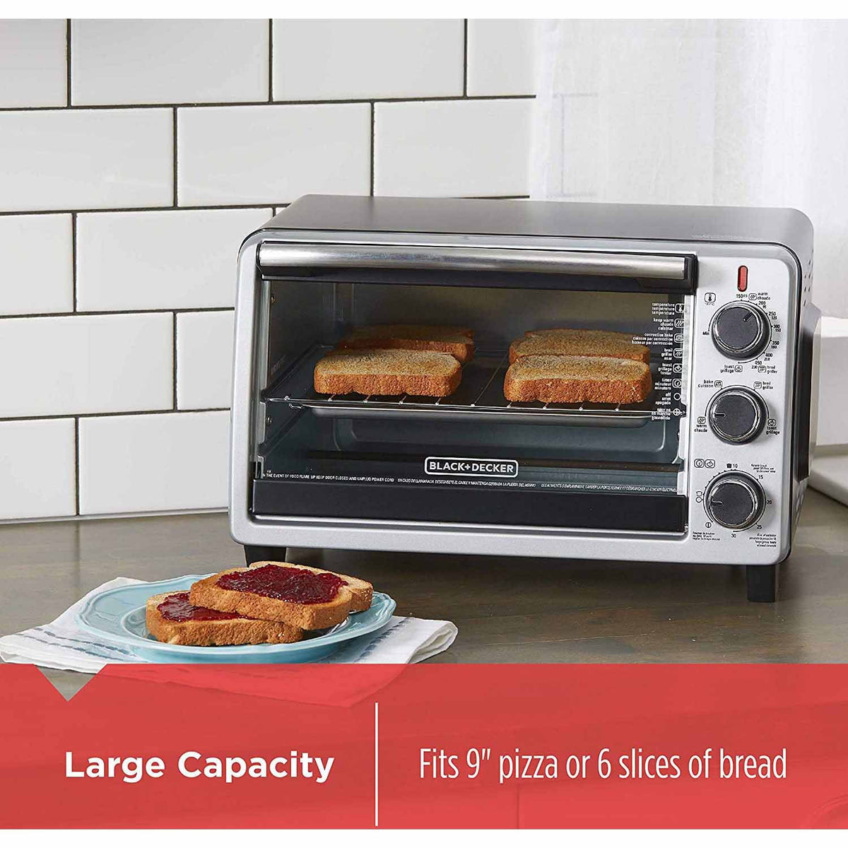 BLACK+DECKER 6-Slice Toaster Oven, Black, TO1950SBD