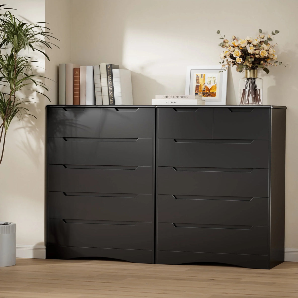 Dresser for Bedroom, Lofka 6 Drawer Dresser, Chest of Drawers Tall White Dresser with Anti-Tripping, Cutout Handles