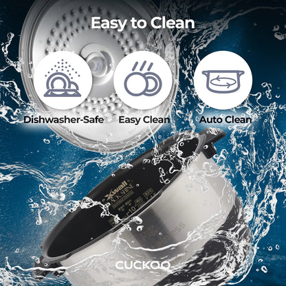 Cuckoo 3 Cup Dry Induction Heating Pressure Rice Cooker with Micom Logic Tech, Nonstick Pot, Warmer, 16 Menu Modes and Voice Guide in Gold (CRP-EHSS0309FG)