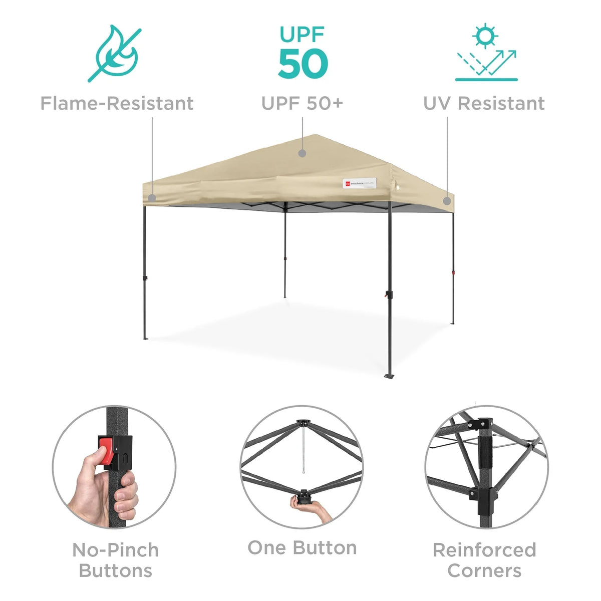 Best Choice Products 12x12ft Easy Setup Pop Up Canopy w/ 1-Button Setup, Wheeled Case, 4 Weight Bags - Navy Blue
