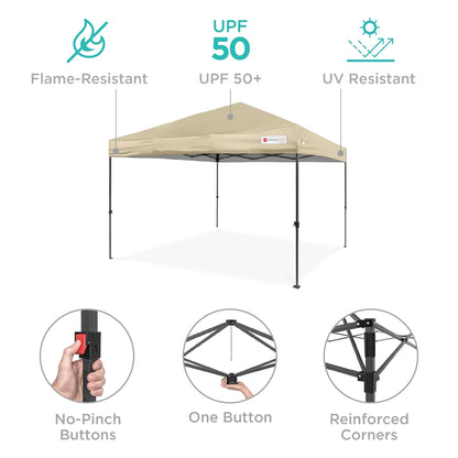 Best Choice Products 12x12ft Easy Setup Pop Up Canopy w/ 1-Button Setup, Wheeled Case, 4 Weight Bags - Navy Blue