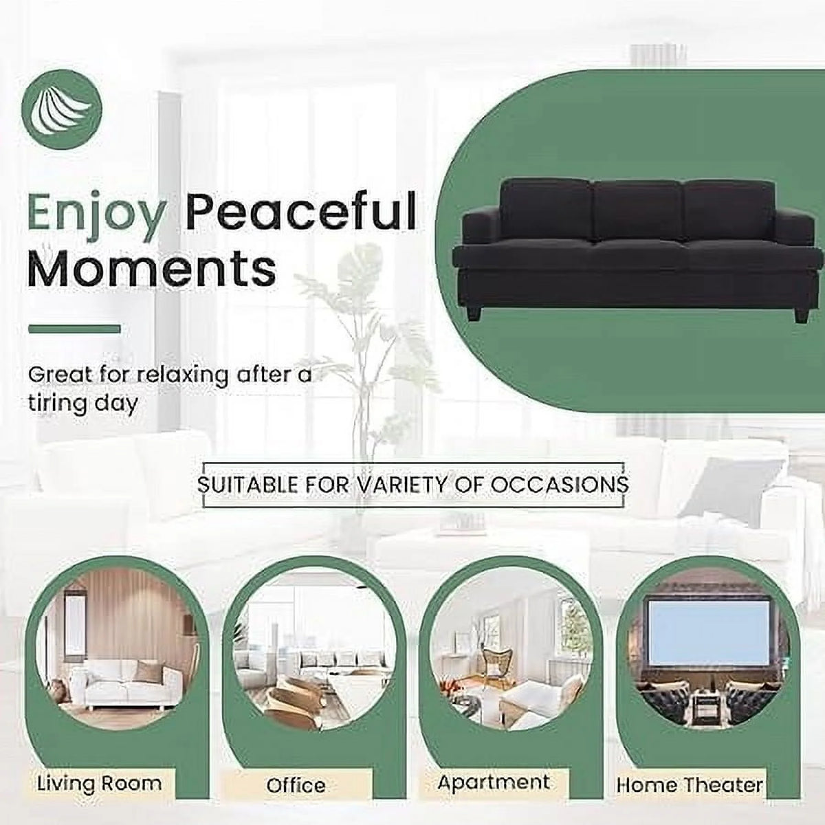 Techmilly Sofa,Comfort Modern Sofa,Extra Deep Seat,3 Seater,Living Room Apartment Lounge Sofa, Corduroy