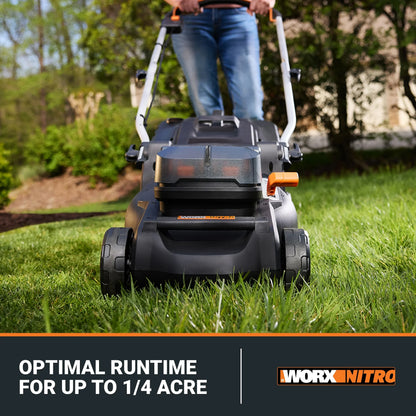 Worx Nitro WG737 40V 16" Cordless Push Lawn Mower with Brushless Motor (Batteries & Charger Included)