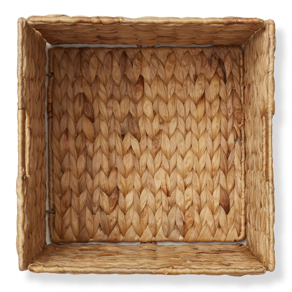 Set of 4 Hyacinth Storage Cubes, 12x12 Wicker Basket Bins for Shelves, Natural