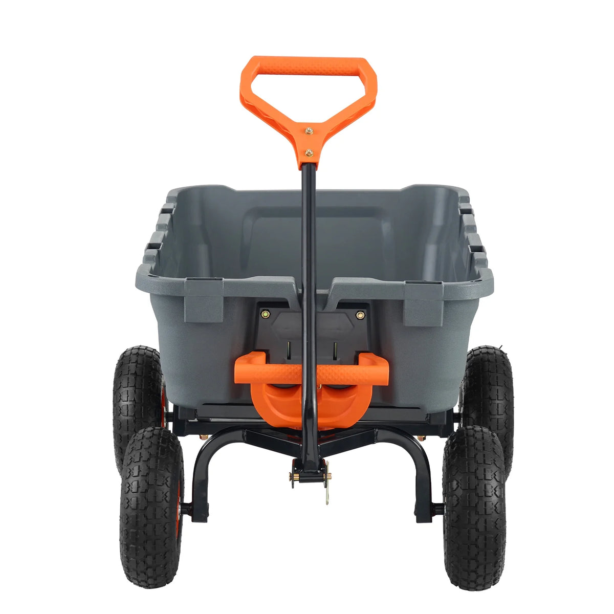 KFFKFF Garden Dump Cart, 35.8x19.5x8.2 in Dump Truck Cart, Max. 600lbs Load Capacity, 10in Rubber Tire, 180�� Adjustable Handle
