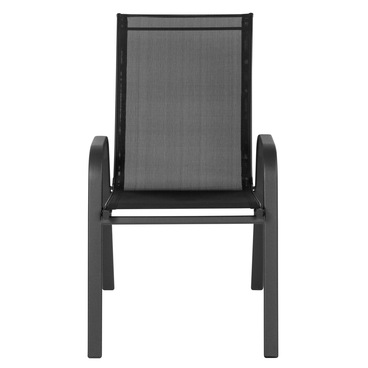 Emma + Oliver 4 Pack Gray Outdoor Stack Chair with Flex Comfort Material - Patio Stack Chair