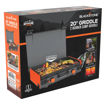 Blackstone Adventure Ready 20��x14�� 2-Burner Propane Camping Griddle with Latching Hood and Handle