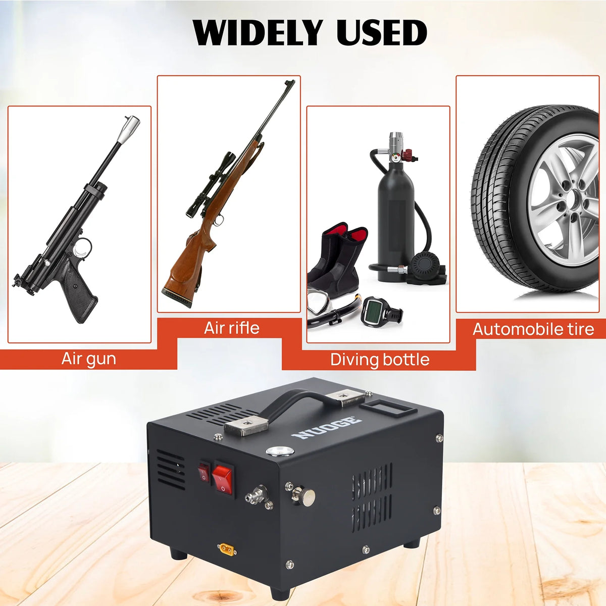 NUOGE Pcp Air Compressor,4500Psi 12V DC or 110V AC W/Converter Paintball/Scuba Tank Compressor Pump