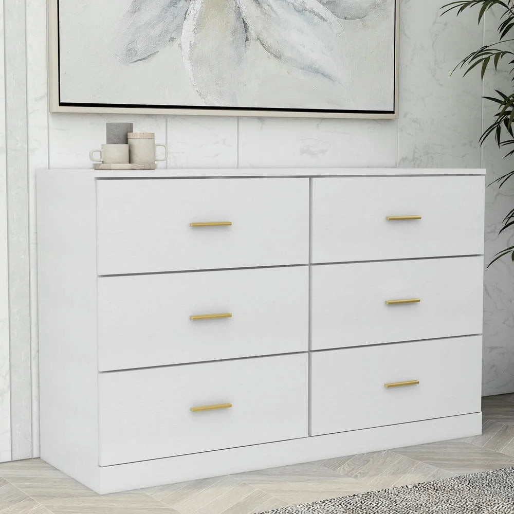 Kadyn Modern 6 Drawer Dresser Wood Cabinet,Dresser for Bedroom, Kitchen Storage Cabinet with Drawers, Chest of Drawers(Black)