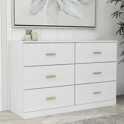 Kadyn Modern 6 Drawer Dresser Wood Cabinet,Dresser for Bedroom, Kitchen Storage Cabinet with Drawers, Chest of Drawers(Black)