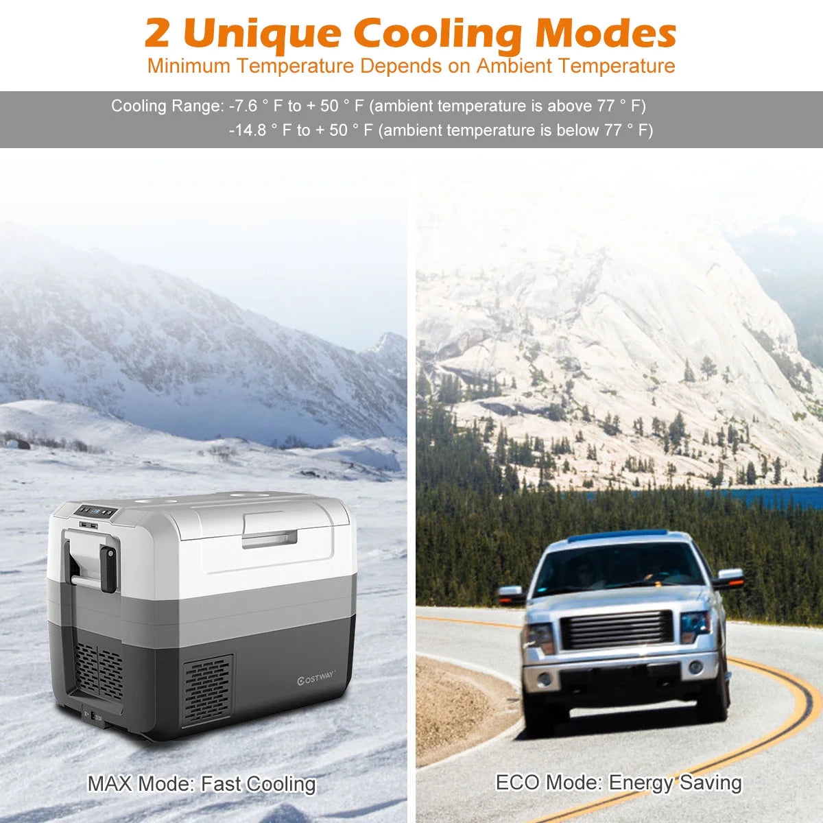 Costway 58 Quart Portable Electric Car Cooler Refrigerator Compressor Freezer for RVs Camping